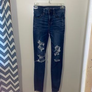 American eagle high rise skinny jeans dark denim. Next level stretch